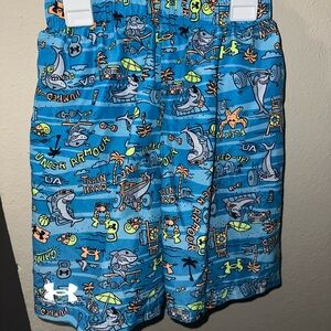 Under Armour Bright Blue Kids' Shark & Surf Print Athletic Shorts 6